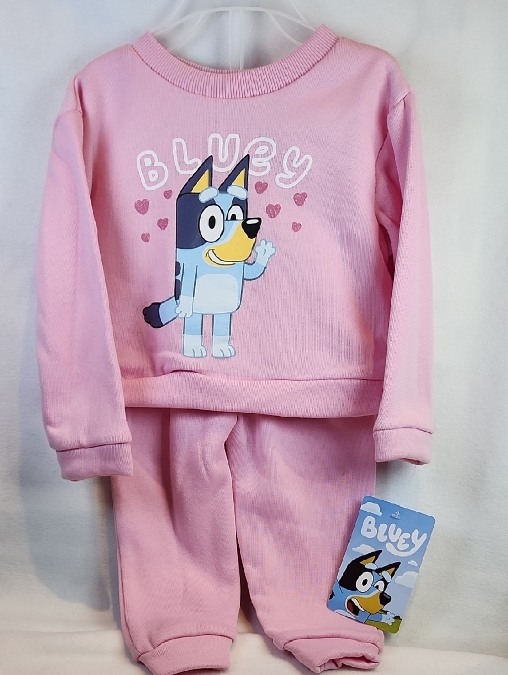 Pink Girls' 2pc.  Bluey Sweat Set with Character Graphic
